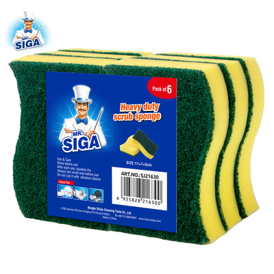 MR.SIGA Heavy Duty Scrub Sponge, Pack of 6