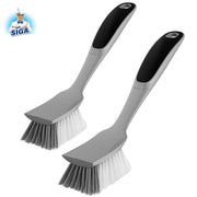 MR.SIGA Dish Brush with Non Slip Handle Built-in Scraper, Pack of 2