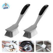MR.SIGA Dish Brush with Non Slip Handle Built-in Scraper, Pack of 2