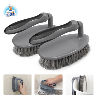 MR.SIGA Heavy Duty Scrub Brush with Comfortable Grip, for Bathroom, Shower, Sink, Floor, Pack of 2