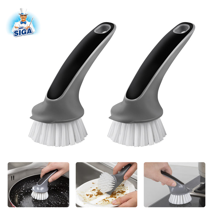 MR.SIGA Pot and Pan Cleaning Brush, Dish Brush for Kitchen, Pack of 2