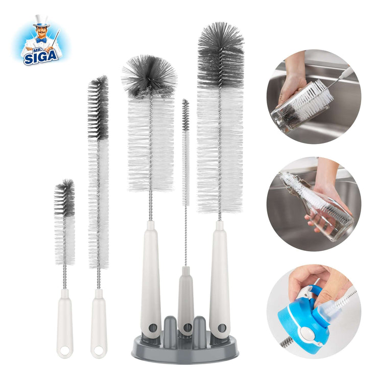 Bottle Brush 5 Pack Cleaner Set - Straw Cleaning Brush & Long Water Bottle  Scrub Brushes for Washing Baby Bottles, Tumblers, Pipes, Kitchen & Beer