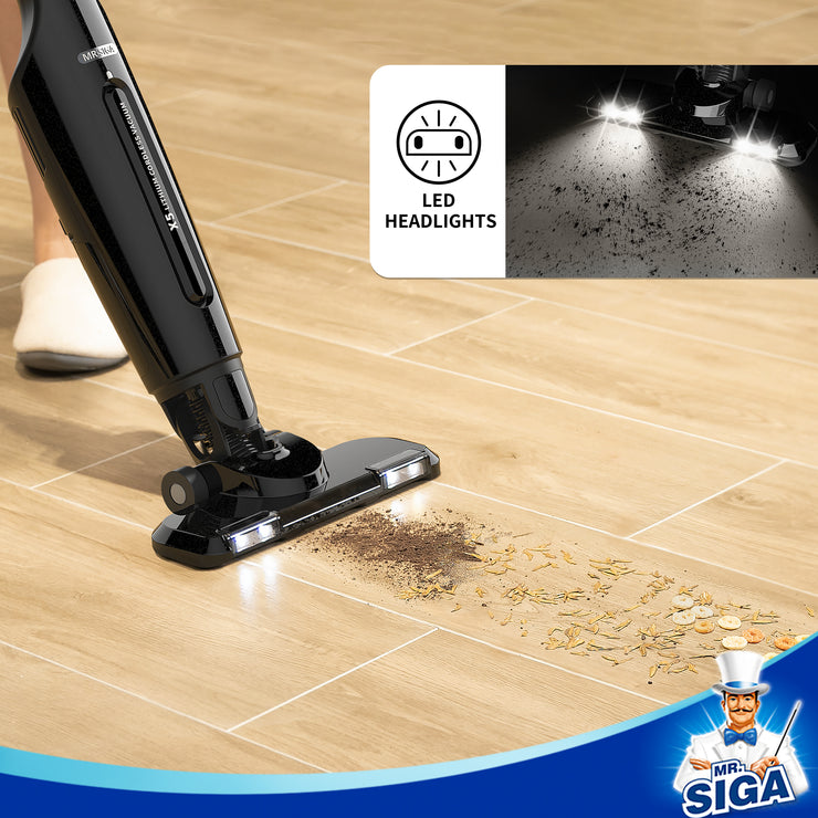 MR.SIGA Lightweight Cordless Vacuum Cleaner, for Hard Floors Dry Cleaning and Pet Hair, LED Headlights, HEPA Filter