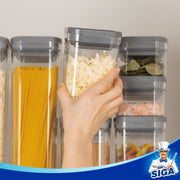 MR.SIGA 4 Pack Airtight Food Storage Container Set, BPA Free Kitchen Pantry Organization Canisters with One-Handed Leak Proof Lids, 1L / 34oz, Medium, Gray