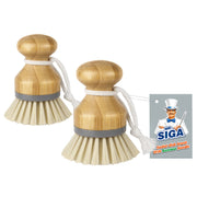 MR.SIGA Bamboo Palm Brush, Scrub Brush for Dishes Pots Pans Kitchen Sink Cleaning, Pack of 2