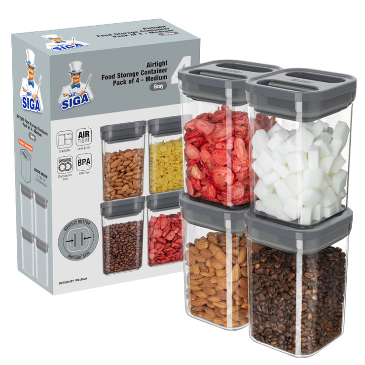 MR.SIGA 4 Pack Airtight Food Storage Container Set, 1L / 33.8oz, Mediu