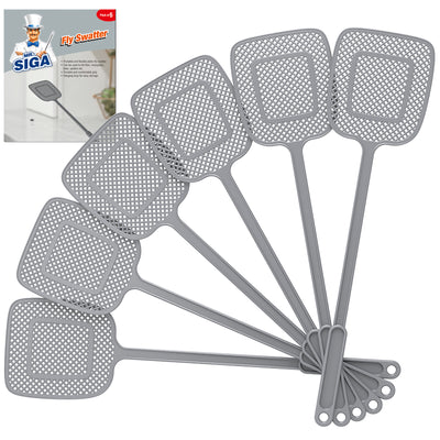 MR.SIGA Heavy Duty Long Handle Fly Swatter, Pack of 6