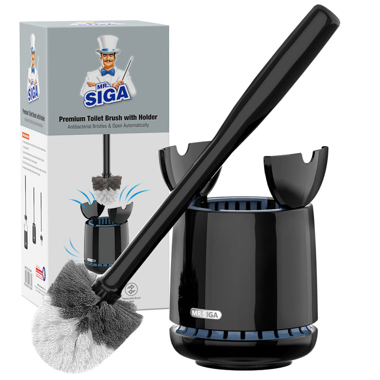 MR.SIGA Toilet Bowl Brush and Holder, with Solid Handle and Durable Bristles
